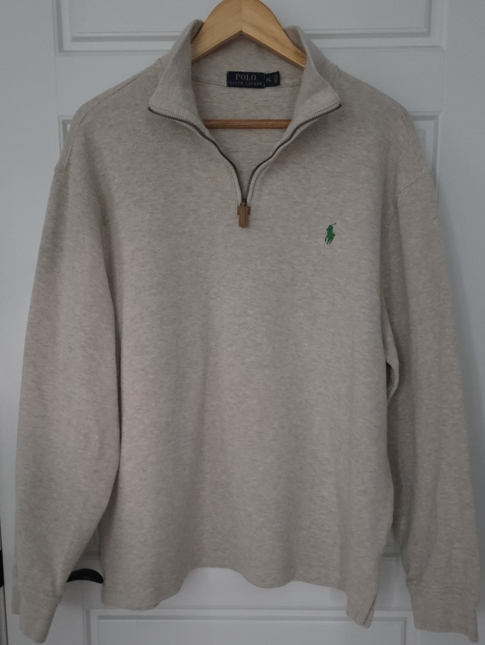 Polo by Ralph Lauren Oatmeal Half-Zip Sweater with Green Pony